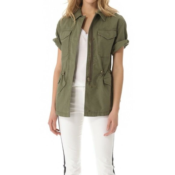 Club Monaco Carol Parka Cotton Utility Jacket Drab Olive Army Green - Picture 4 of 9